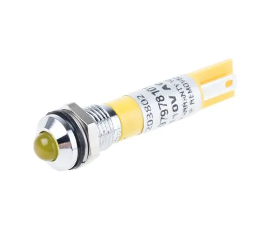 63-6581-44 RS PRO Yellow Indicator, 110 V ac, 8mm Mounting Hole Size, Solder Tab Termination 203-802
