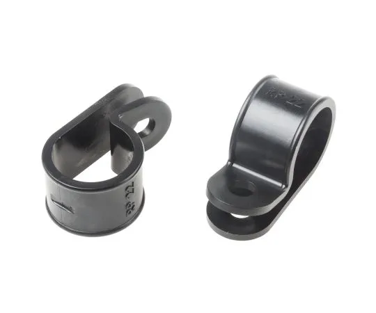 63-6712-85 RS PRO Cable Clip Black Screw Nylon P Clamp, 20mm Max. Bundle 614-019