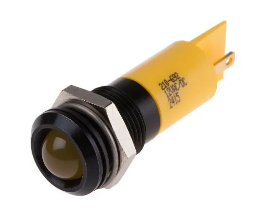 63-6586-85 RS PRO Yellow Indicator, 12 V, 14mm Mounting Hole Size, Tab Termination, IP67 210-692