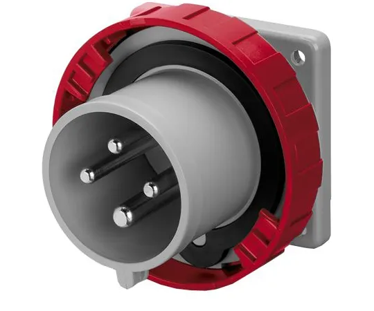 63-6988-64 RS PRO IP67 Red Panel Mount 3P+E Industrial Power Plug, Rated At 16A, 415 V 125-4461
