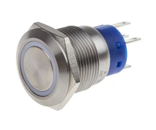 63-6775-15 RS PRO Single Pole Double Throw (SPDT) Momentary White LED Push Button Switch, IP67, 19.2 (Dia.)mm, Panel Mount, 24V 111-3780