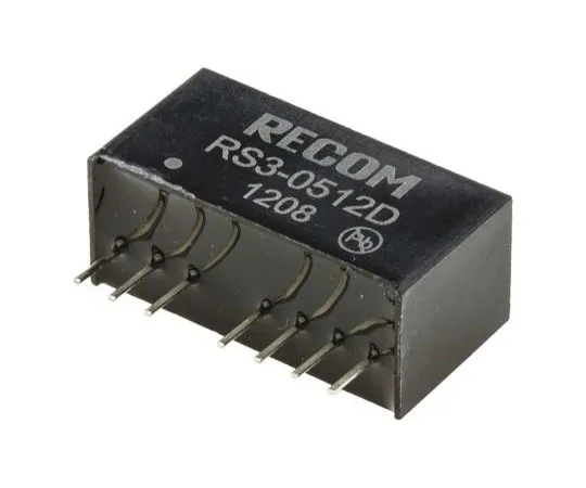 63-7349-87 Recom RS3 3W Isolated DC-DC Converter Through Hole, Voltage in 4.5 → 9 V dc, Voltage out ±12V dc RS3-0512D
