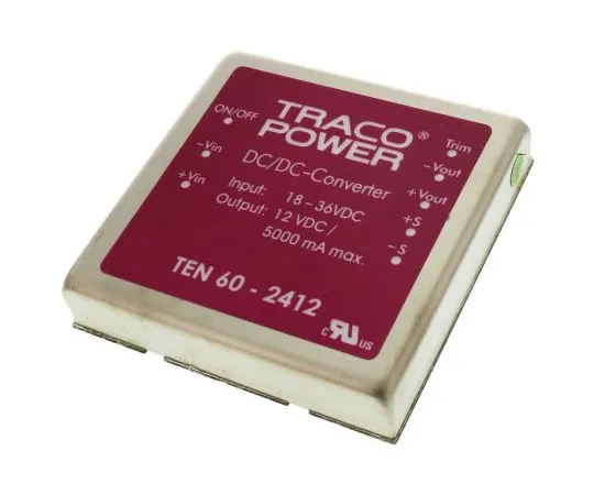 63-7350-80 TRACOPOWER TEN 60 60W Isolated DC-DC Converter Through Hole, Voltage in 18 → 36 V dc, Voltage out 12V dc TEN 60-2412