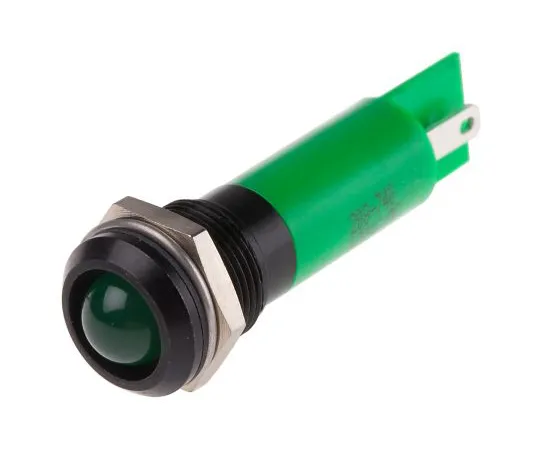 63-6585-34 RS PRO Green Indicator, 12 V, 12mm Mounting Hole Size, Solder Tab Termination, IP67 208-740