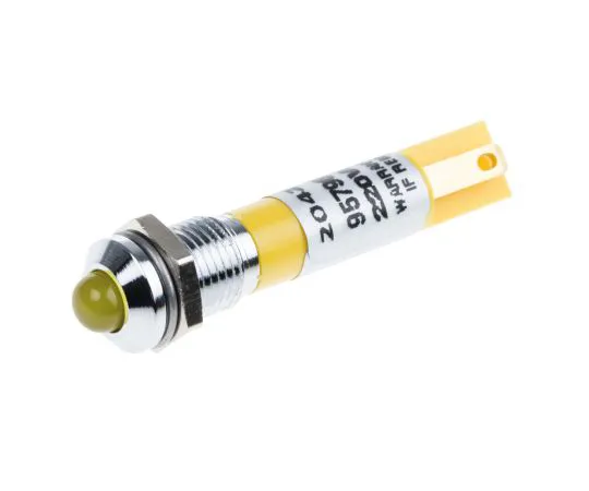 63-6581-75 RS PRO Yellow Indicator, 230 V ac, 8mm Mounting Hole Size, Tab Termination 204-287