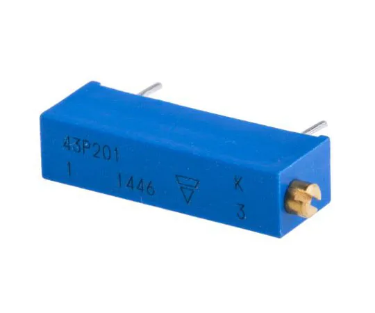 63-7349-66 200Ω Through Hole Trimmer Potentiometer 0.5W Side Adjust Vishay 43P Series M43P201KB40