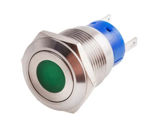 63-6775-30 RS PRO Single Pole Double Throw (SPDT) Latching Green LED Push Button Switch, IP67, 19.2 (Dia.)mm, Panel Mount, 250V ac 111-3895