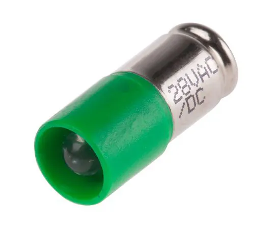 63-6581-42 LED Reflector Bulb, Midget Groove, Green, Single Chip, 6mm dia., 28V ac/dc 203-789