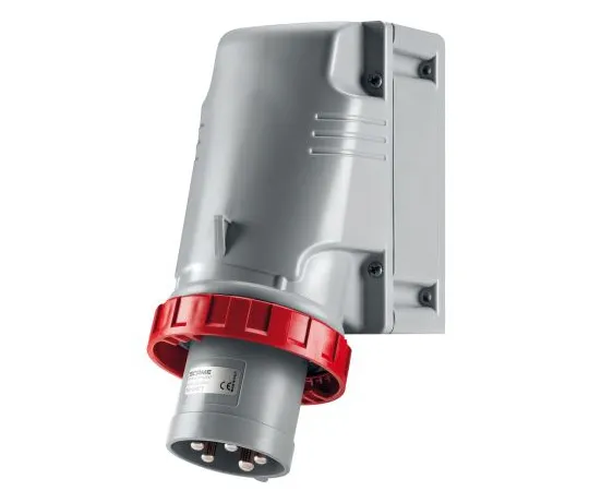 63-6988-09 RS PRO IP67 Red Wall Mount 3P+E Industrial Power Plug, Rated At 125A, 415 V 125-4378