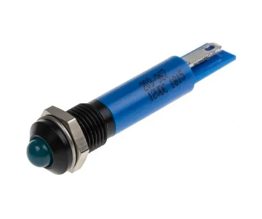 63-6586-25 RS PRO Blue Indicator, 12 V dc, 8mm Mounting Hole Size, Solder Tab Termination 209-967