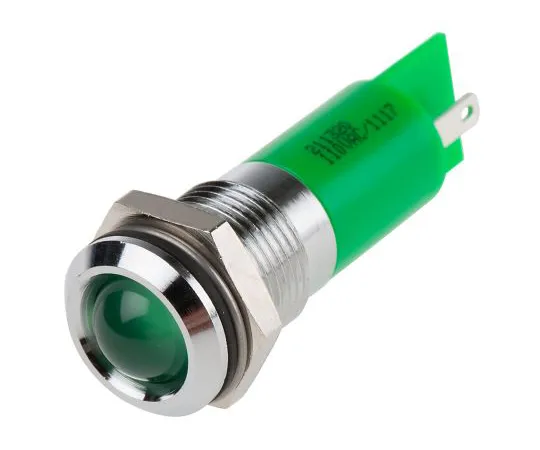 63-6587-29 RS PRO Green neon Indicator, 110 V ac, 14.5mm Mounting Hole Size, Solder Tab Termination, IP40 211-320