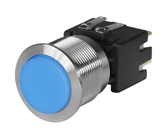 63-7043-35 Schurter Double Pole Double Throw (DPDT) Latching Blue LED Push Button Switch, IP40, IP64, 19.1 (Dia.)mm, Panel Mount, 3-101-010