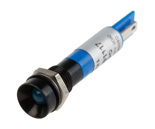 63-6587-36 RS PRO Blue Indicator, 24 V ac/dc, 8mm Mounting Hole Size, Solder Tab Termination, IP67 211-421