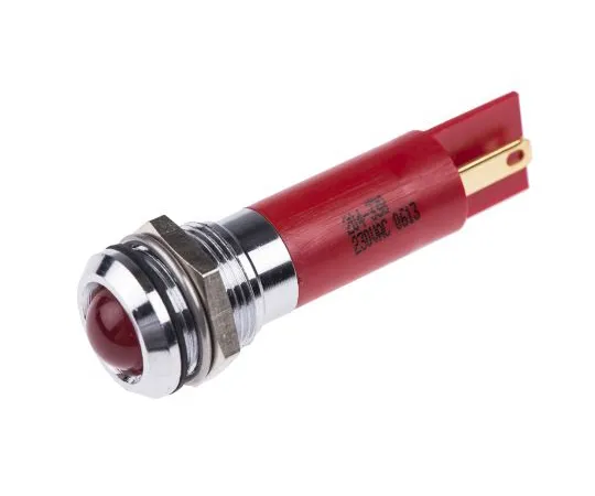 63-6581-80 RS PRO Red Indicator, 230 V ac, 12mm Mounting Hole Size, Tab Termination, IP67 204-338