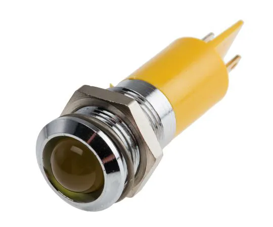 63-6584-81 RS PRO Yellow Indicator, 48 → 65 V dc, 14mm Mounting Hole Size, Tab Termination 208-172