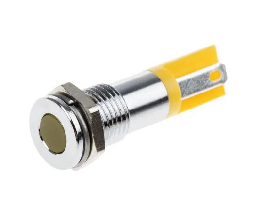 63-6581-47 RS PRO Yellow Indicator, 2 V dc, 8mm Mounting Hole Size, Solder Tab Termination 203-824