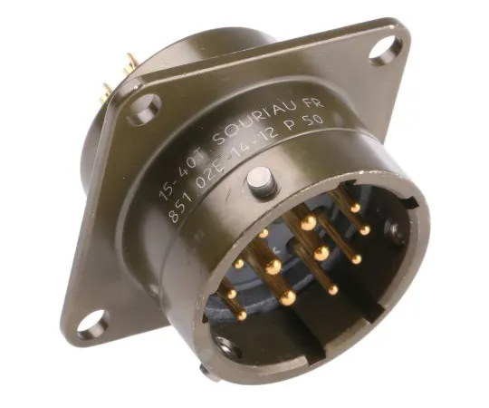 63-7019-14 Souriau 851 Series, 12 Way Panel Mount MIL Spec Circular Connector Receptacle, Pin Contacts,Shell Size 14, Bayonet 85102E1412P50