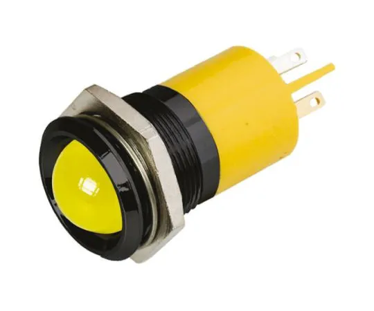 63-6584-63 RS PRO Yellow Indicator, 110 V ac, 22mm Mounting Hole Size, Solder Tab Termination 208-037