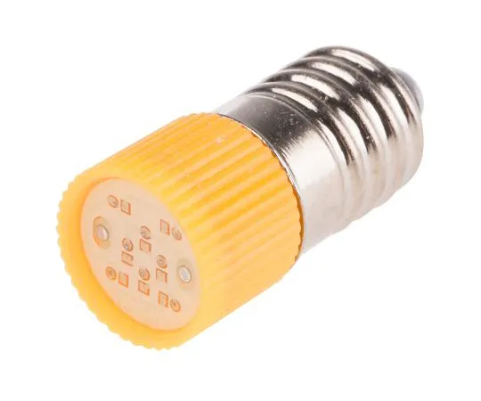 63-6583-44 LED Reflector Bulb, E10, Yellow, Multichip, 10mm dia., 28V ac/dc 206-687
