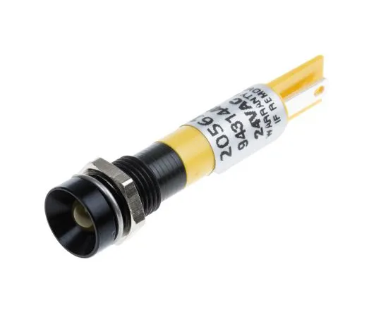 63-6582-67 RS PRO Yellow Indicator, 24 V ac, 8mm Mounting Hole Size, Solder Tab Termination 205-612