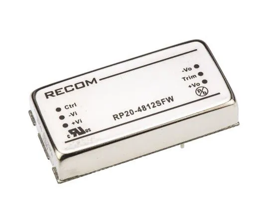 63-7350-54 Recom RP20 FW 20W Isolated DC-DC Converter Through Hole, Voltage in 18 → 75 V dc, Voltage out 12V dc RP20-4812SFW