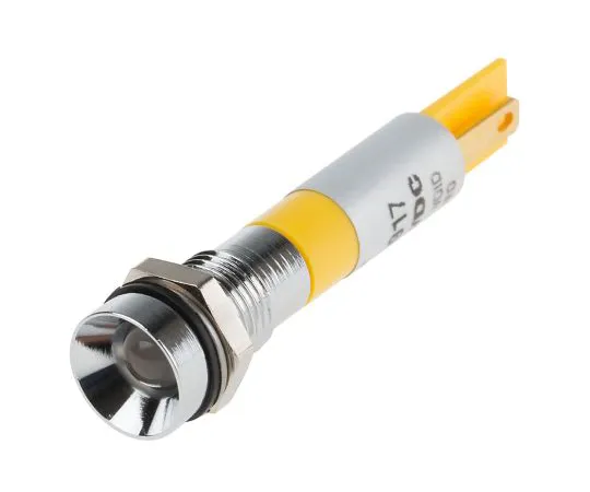 63-6588-12 RS PRO Yellow Indicator, 12 V, 8mm Mounting Hole Size, Solder Tab Termination, IP67 212-367