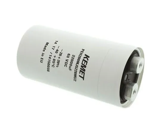 63-7351-58 KEMET 22000μF 63V dc Aluminium Electrolytic Capacitor, Chassis Mount 51.6 x 98.5mm +85°C 51.6mm 98.5mm PEH200MJ5220MU2