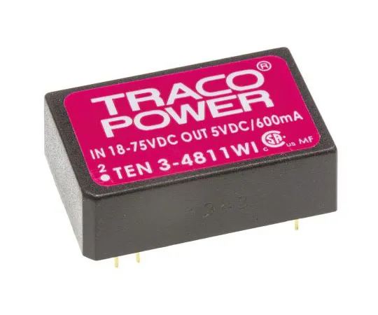 63-7350-96 TRACOPOWER TEN 3WI 3W Isolated DC-DC Converter Through Hole, Voltage in 18 → 75 V dc, Voltage out 5V dc TEN 3-4811WI