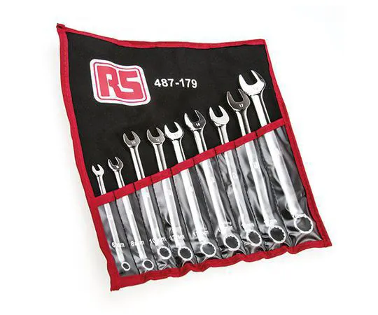 63-6671-89 RS PRO 9 Piece Chrome Vanadium Steel Spanner Set 487-179