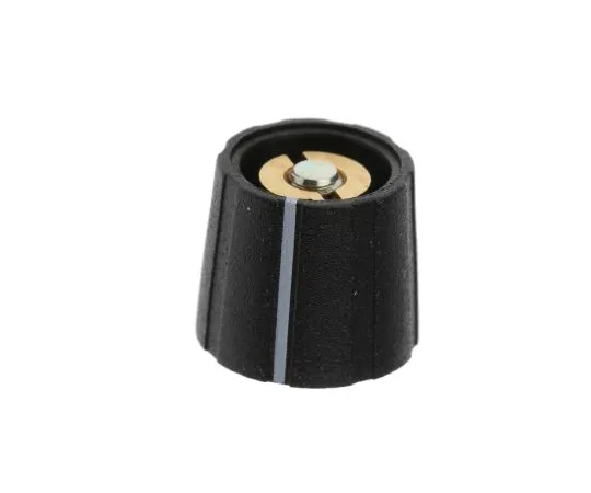 63-6991-80 Sifam Potentiometer Knob, Collet Type, 15.5mm Knob Diameter, Black, Grey, 4mm Shaft S151 004B
