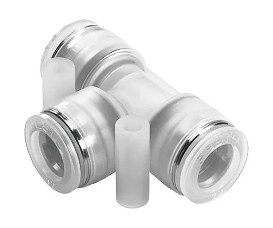 63-6996-67 Festo Pneumatic Tee Tube-to-Tube Adapter, Push In 8 mm x Push In 8 mm x Push In 8 mm , Food Grade , Chemical Resistant NPQP-T-Q8-E-FD-P10