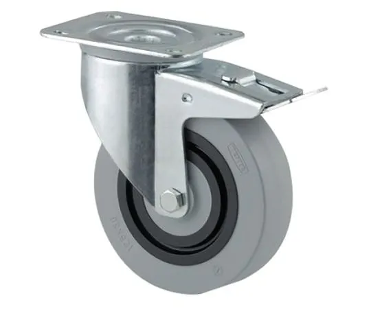 63-6984-41 Tente Braked Swivel Castor Wheel, 200 kg, 400 (Static) kg Load Capacity, 125mm Wheel Diameter 3477HUR125P62 grey