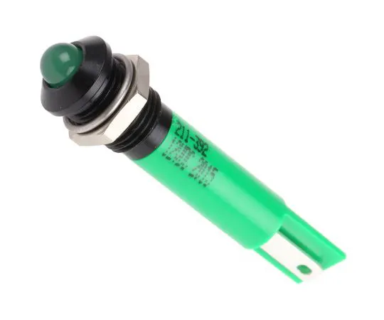 63-6587-34 RS PRO Green Indicator, 12 V dc, 8mm Mounting Hole Size, Solder Tab Termination 211-392
