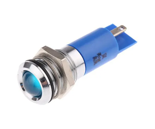 63-6581-87 RS PRO Blue neon Indicator, 240 V ac, 14.5mm Mounting Hole Size, Solder Tab Termination, IP40 204-394
