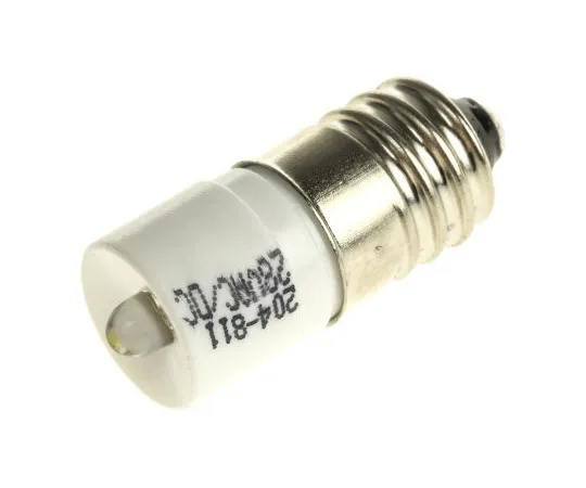 63-6582-17 LED Reflector Bulb, E10, White, Single Chip, 10mm dia., 28V ac/dc 204-811