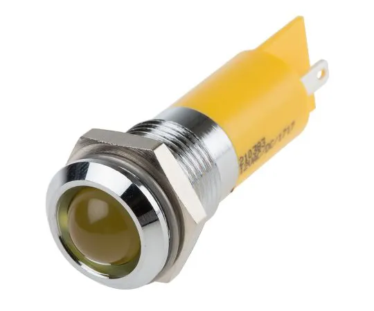 63-6586-53 RS PRO Yellow Indicator, 12 V, 14mm Mounting Hole Size, Solder Tab Termination 210-383