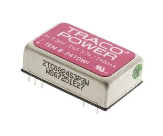 63-7350-90 TRACOPOWER TEN 8WI 8W Isolated DC-DC Converter Through Hole, Voltage in 9 → 36 V dc, Voltage out 3.3V dc Railway TEN 8-2410WI