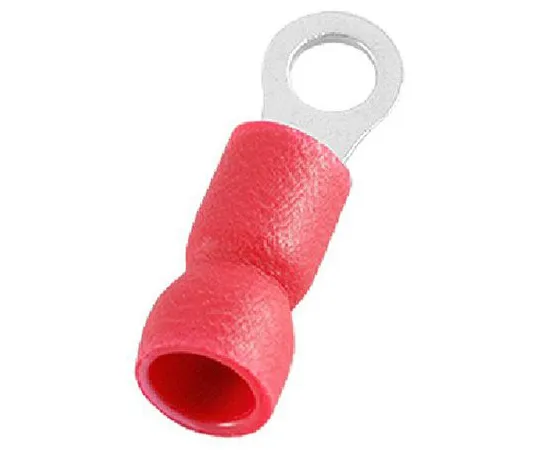 63-6977-69 RS PRO Insulated Crimp Ring Terminal, M3.2 (#4) Stud Size, 0.5mm² to 1.5mm² Wire Size, Red 125-1955