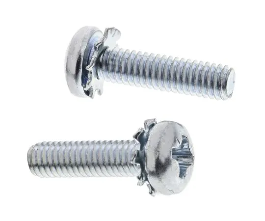 63-6611-67 RS PRO M4 x 16mm Zinc Plated Steel Pan Head Sems Screw, External Tooth Washer 278-708