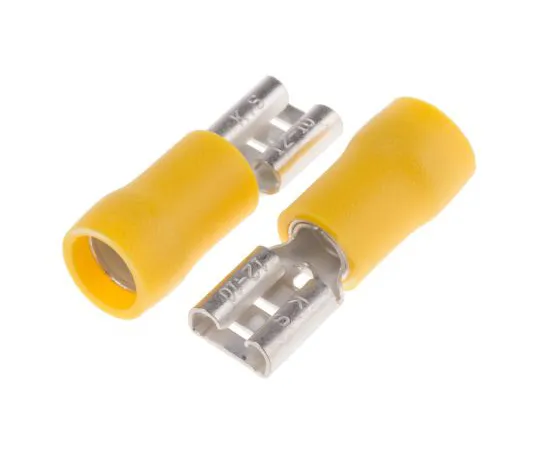 63-6977-64 RS Pro Yellow Insulated Crimp Receptacle, 6.35 x 0.8mm, 4mm² to 6mm², 12AWG to 10AWG, Tin Plated 125-1948