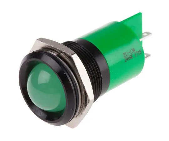 63-6587-19 RS PRO Green Indicator, 24 V ac/dc, 22mm Mounting Hole Size, Solder Tab Termination 211-134