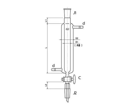 61-4713-07　［Discontinued］Double-Pipe Chromatography Column (Standard Taper Joint) (with Glass Cock)　3840-10/300-3L