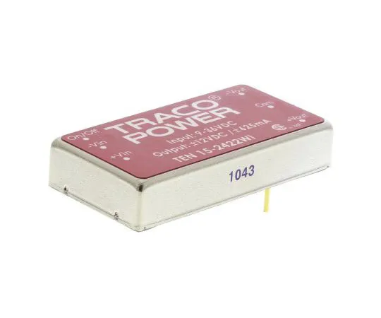 63-7350-75 TRACOPOWER TEN 15WI 15W Isolated DC-DC Converter Through Hole, Voltage in 9 → 36 V dc, Voltage out ±12V dc TEN 15-2422WI