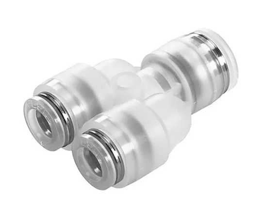 63-6996-79 Festo NPQP Pneumatic Y Tube-to-Tube Adapter, Push In 6 mm x Push In 4 mm x Push In 4 mm NPQP-Y-Q6-Q4-FD-P10