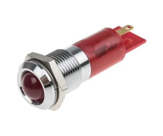 63-6586-16 RS PRO Red Flashing LED Indicator, 12 V dc, 14mm Mounting Hole Size, Solder Tab Termination 209-866