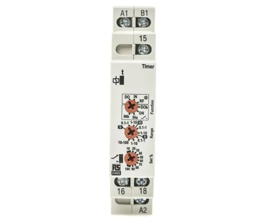 63-6743-04 RS PRO SPDT Multi Function Timer Relay, 12 → 230V ac/dc, DIN Rail Mount 102-6122
