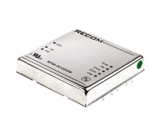 63-7350-16 Recom RP40 GW 40W Isolated DC-DC Converter Through Hole, Voltage in 9 → 36 V dc, Voltage out ±12V dc RP40-2412DGW
