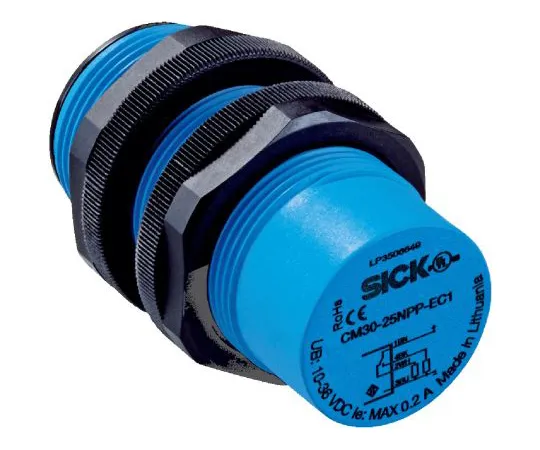 63-7014-18 Sick Capacitive sensor 25 mm length 74mm PNP-NO/NC supply voltage 10 → 36 V dc IP68, IP69K CM30-25NPP-EC1
