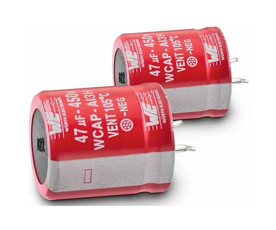 63-6969-03 Wurth Elektronik 120μF 450V dc Aluminium Electrolytic Capacitor, Through Hole 30 (Dia.) x 26mm +105°C 30mm 10mm 861141485014