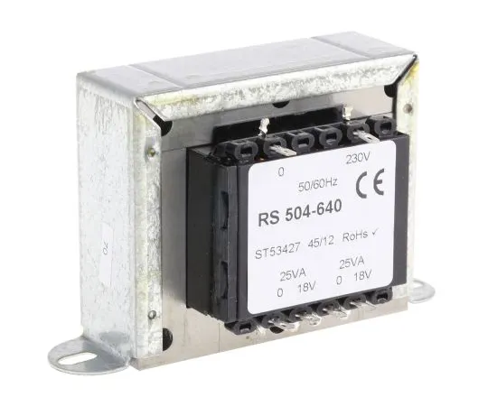 63-6680-62 RS PRO 50VA 2 Output Chassis Mounting Transformer, 18V ac 504-640